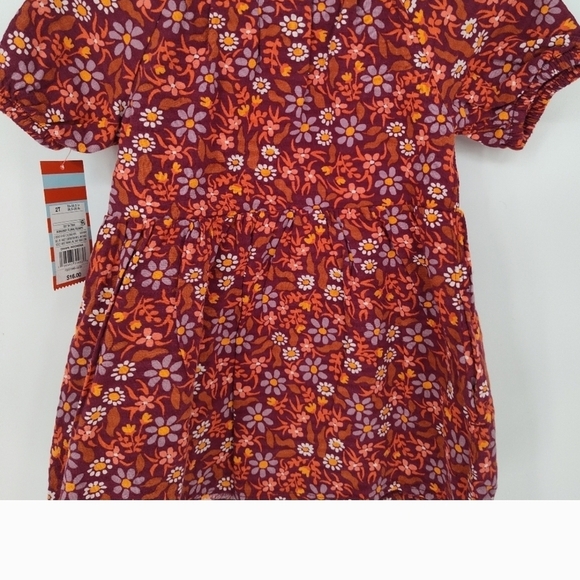 NAT 2T Cat & Jack Puff Sleeve Floral Lined Prairie Style Dress Boho CUTE TODDLER - Picture 3 of 4